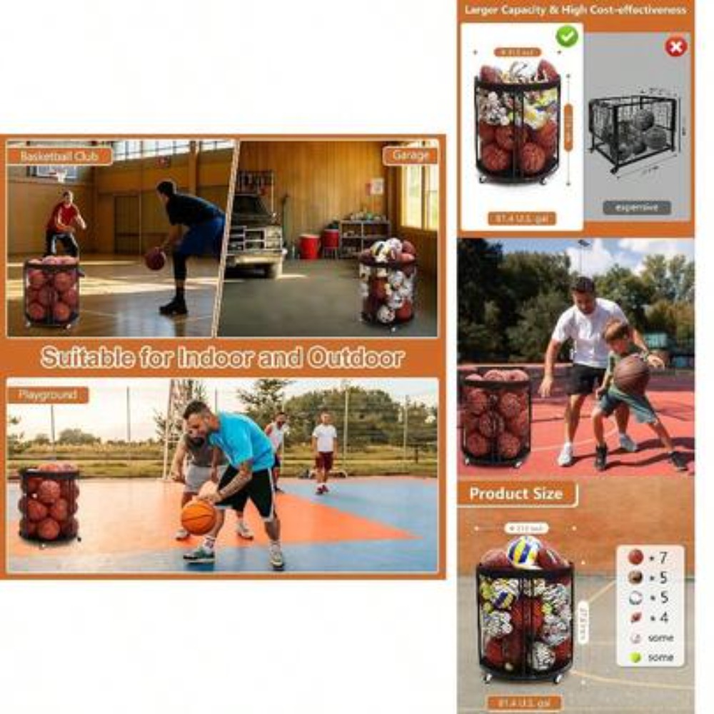Heavy Equipment Gym - Carrito de Almacenamiento de Pelotas Resistente