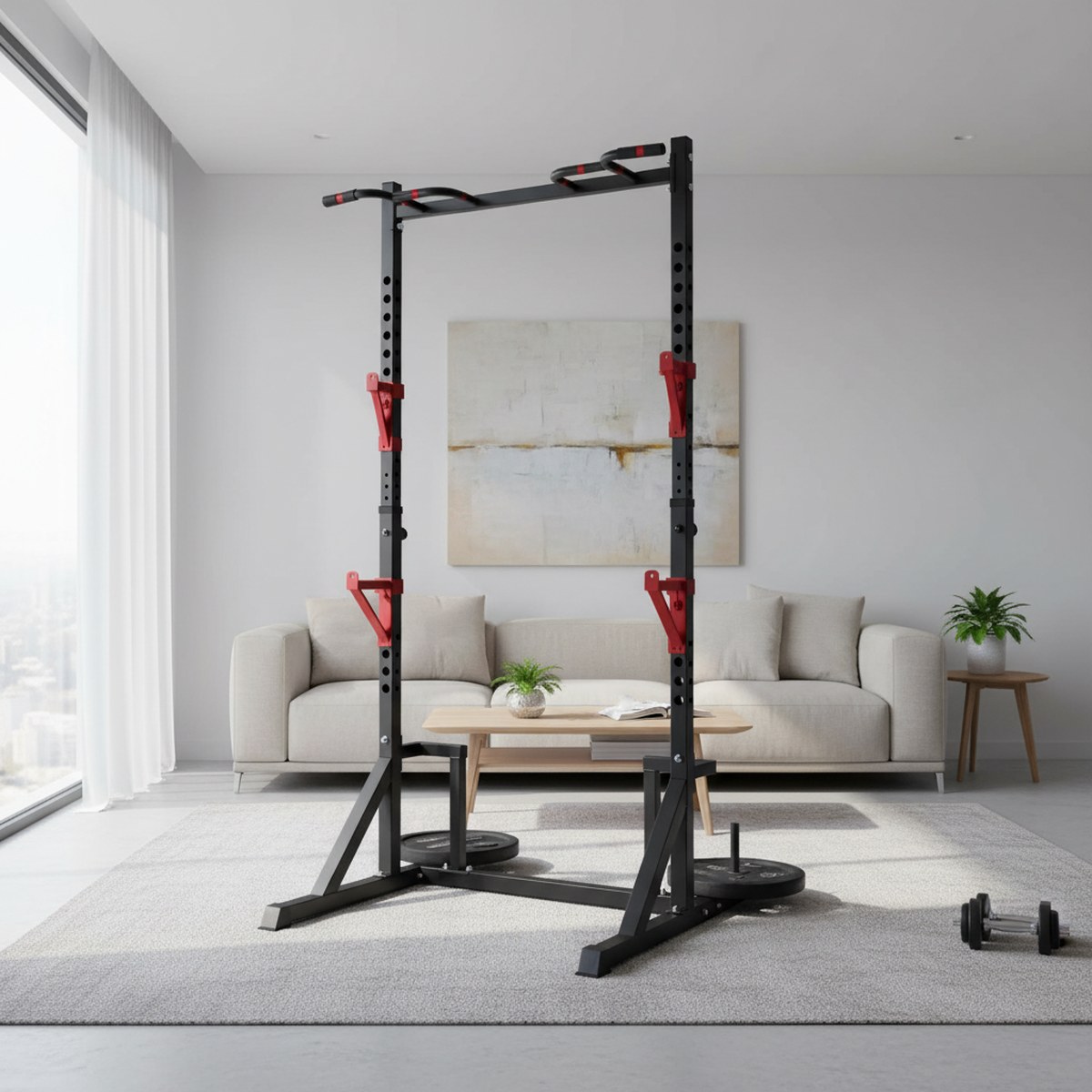 Rack de fuerza ajustable con b - Heavy Equipment Gym reseña y precio